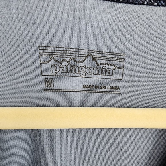 Patagonia Metairie Dress M Surplice V Neck Organic Cotton A Line Flare Navy Blue - Picture 4 of 13